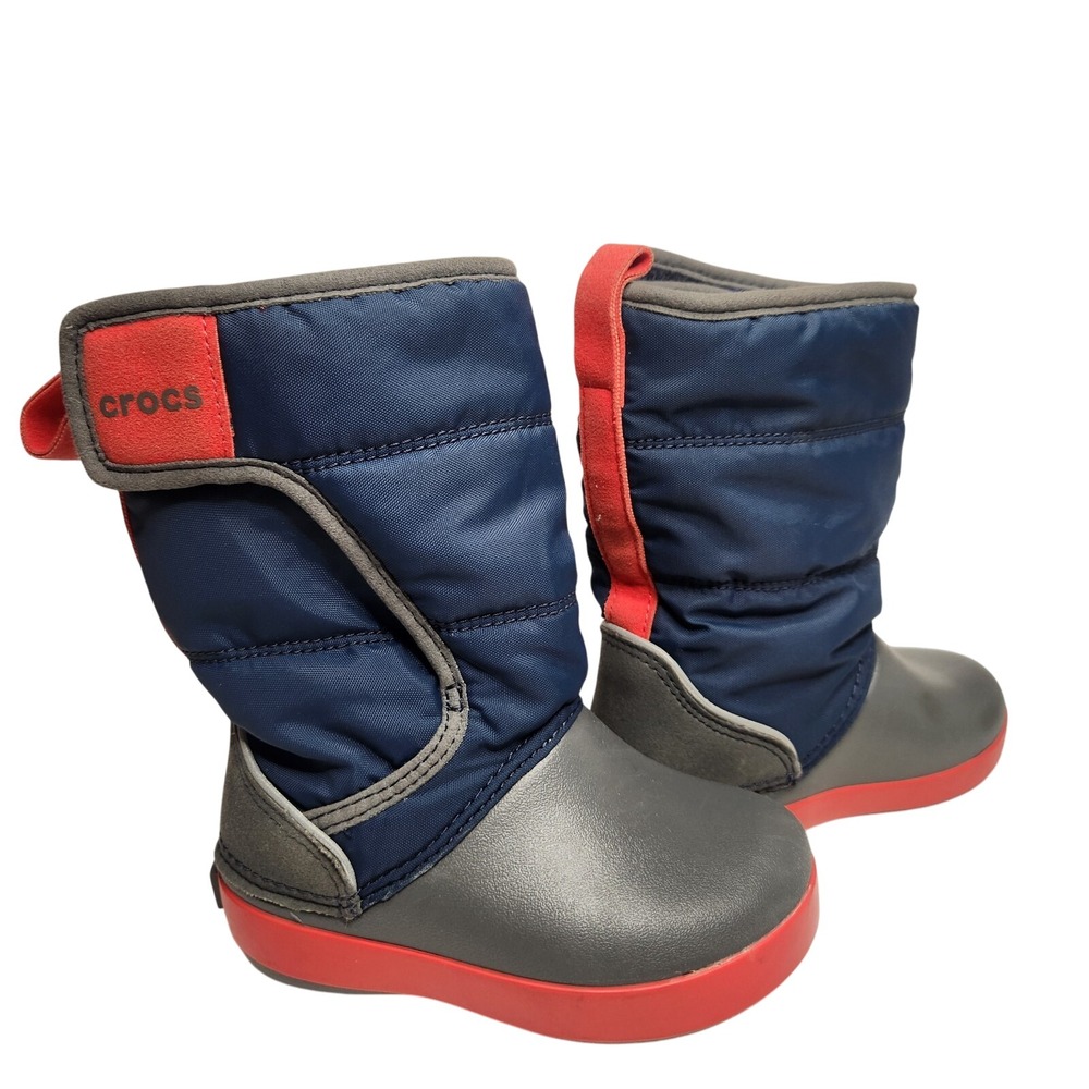 CROCS Lodgepoint Snow Boots Toddler Kids C6 Blue Gray Red Winter Rain Ski‎